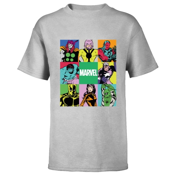 Marvel Avengers and Spider-Man Silver Age Super Heroes Retro - Short Sleeve T-Shirt for Kids - Customized-Athletic Heather