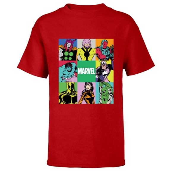 Marvel Avengers and Spider-Man Silver Age Super Heroes Retro - Short Sleeve T-Shirt for Kids - Customized-Red