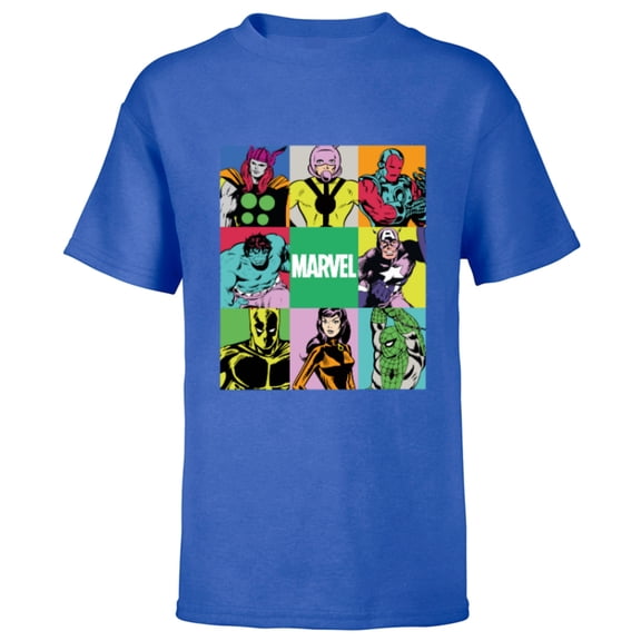 Marvel Avengers and Spider-Man Silver Age Super Heroes Retro - Short Sleeve T-Shirt for Kids - Customized-Royal