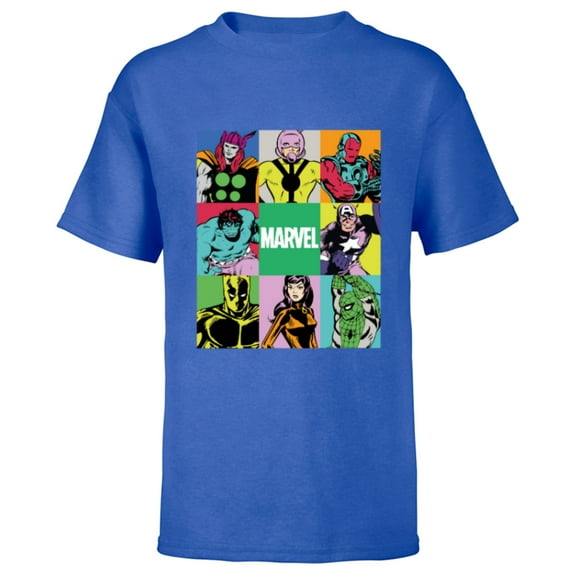 Marvel Avengers and Spider-Man Silver Age Super Heroes Retro - Short Sleeve T-Shirt for Kids - Customized-Royal