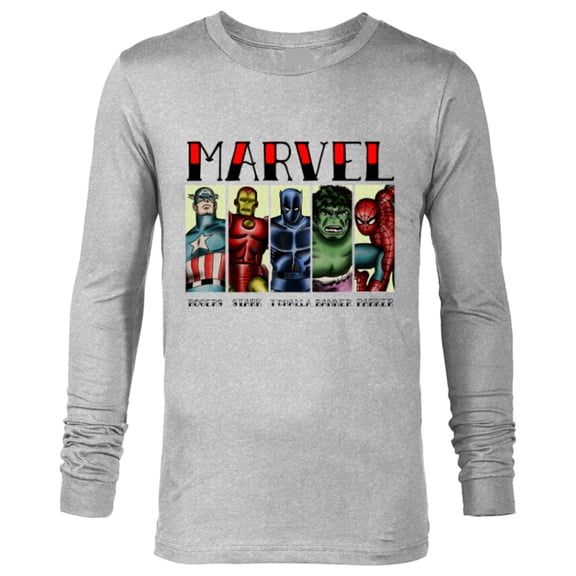 Marvel Avengers and Spider-Man Super Hero Real Names Retro - Long Sleeve T-Shirt for Men - Customized-Athletic Heather