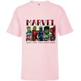thumbnail image 1 of Marvel Avengers and Spider-Man Super Hero Real Names Retro - Short Sleeve T-Shirt for Kids - Customized-Soft Pink, 1 of 5