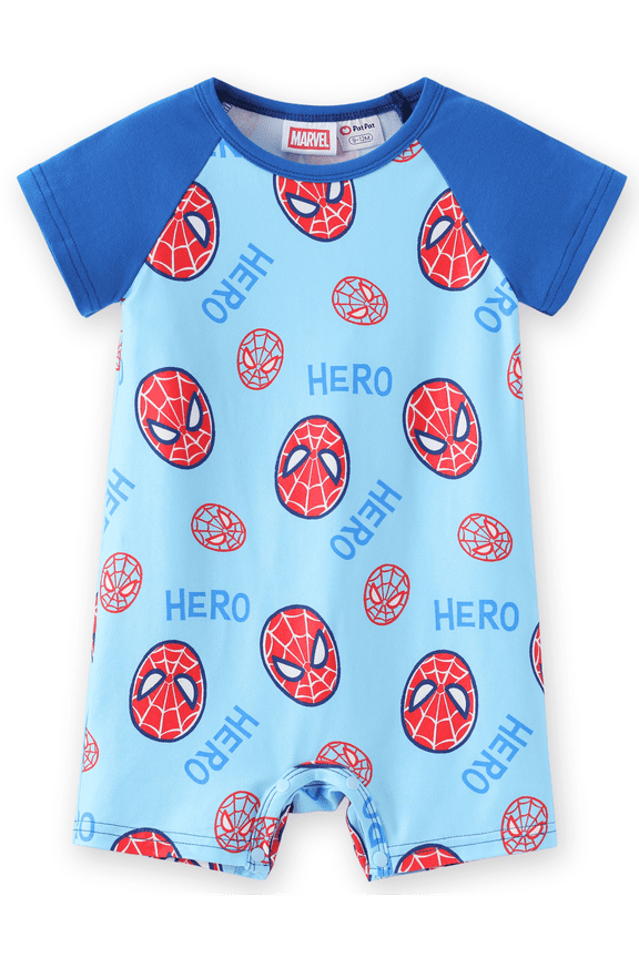 Marvel Baby Boys Spider-Man Romper Blue One Piece Summer Outfit Clothes Baby Shower Gift Birthday Infant 9-12 Months