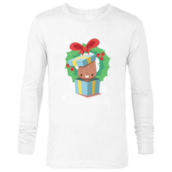 Marvel Baby Groot Christmas Holiday Season’s Grootings Cute - Long Sleeve T-Shirt for Men - Customized-White