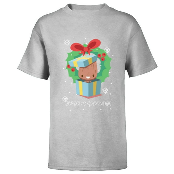 Marvel Baby Groot Christmas Holiday Season’s Grootings Cute - Short Sleeve T-Shirt for Kids - Customized-Athletic Heather