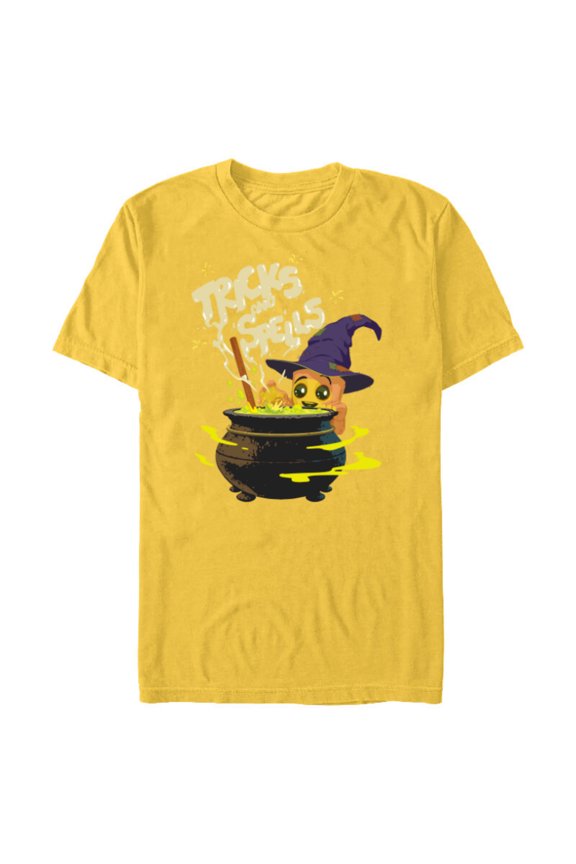 Baby Groot Witch Costume Halloween Tricks and Spells - Short Sleeve Blended T-Shirt for Adults - Customized-Yellow