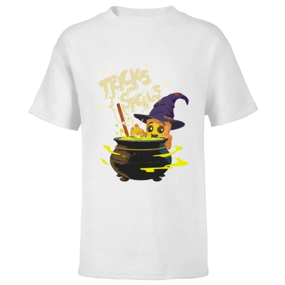 Marvel Baby Groot Witch Costume Halloween Tricks and Spells - Short Sleeve T-Shirt for Kids - Customized-White