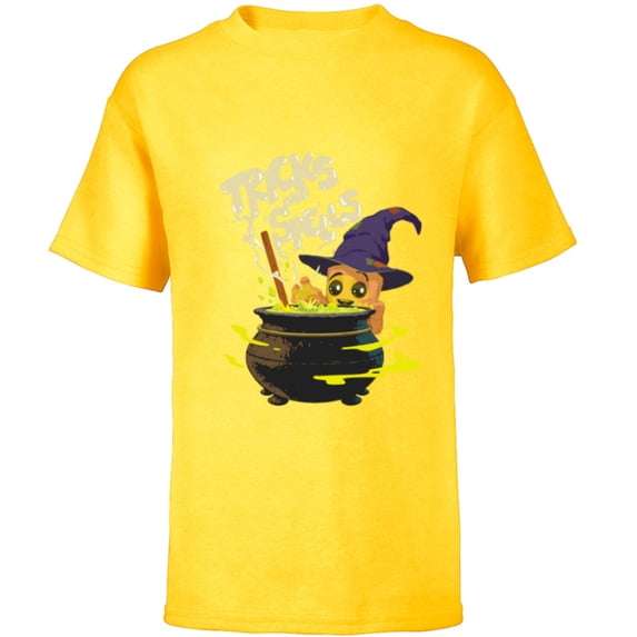 Marvel Baby Groot Witch Costume Halloween Tricks and Spells - Short Sleeve T-Shirt for Kids - Customized-Yellow