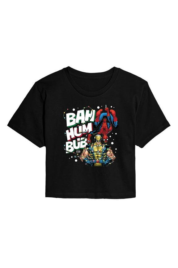 - Bah Hum Bub - Juniors Cropped Short Sleeve Graphic T-Shirt