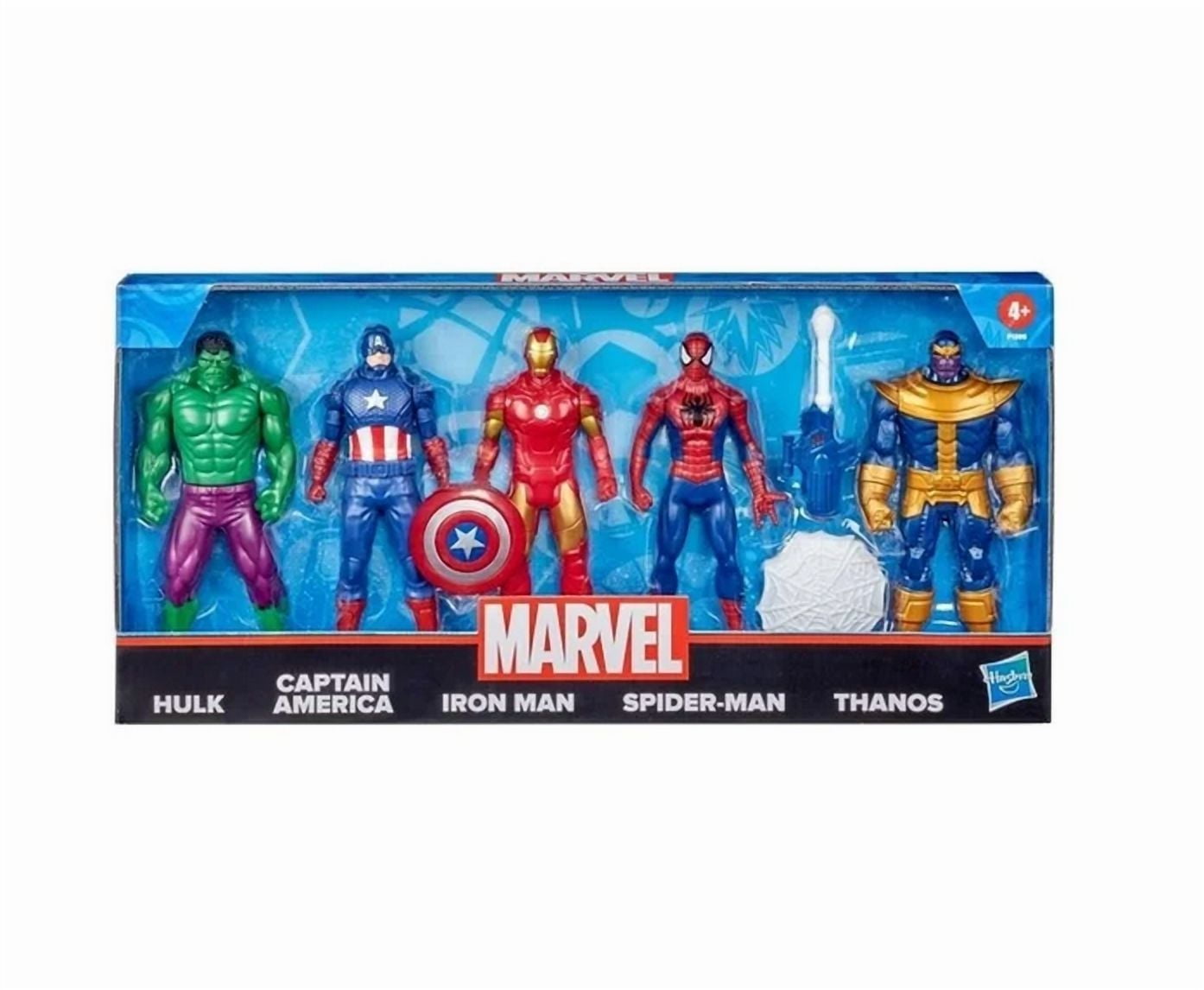 Marvel Basic Hulk, Captain America, Iron Man, Spider-Man & Thanos Action Figure 5-Pack