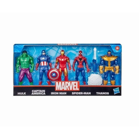 Marvel Avengers 5-Pack Action Figure Set, 6-inch Figures, Includes Iron Man, Spider-Man, Captain America, Hulk, Thanos