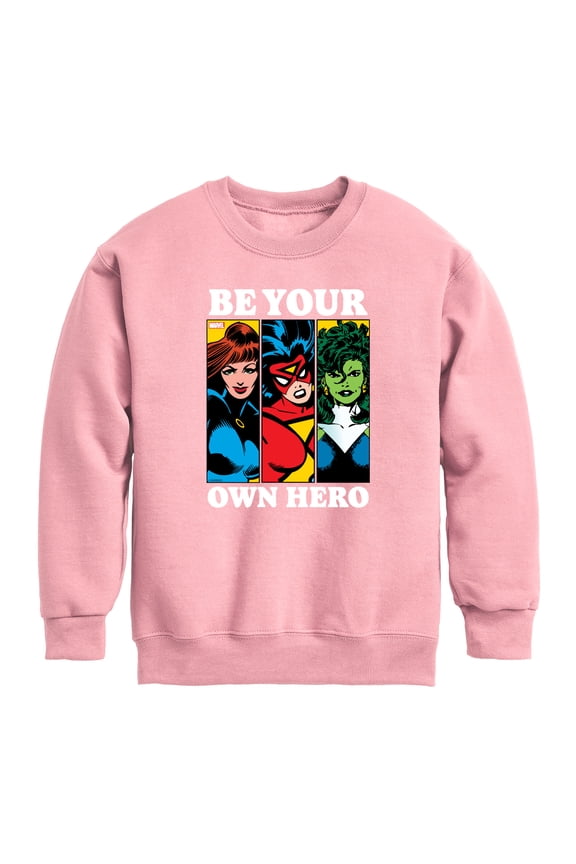 - Be Your Own Hero Marvel - Youth Boys Crew Fleece Sweatshirt