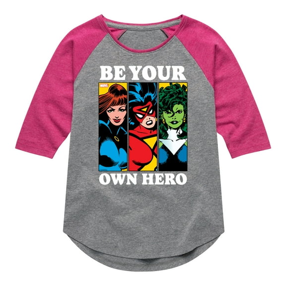 Marvel - Be Your Own Hero - Toddler And Youth Girls Shirt Tail Raglan