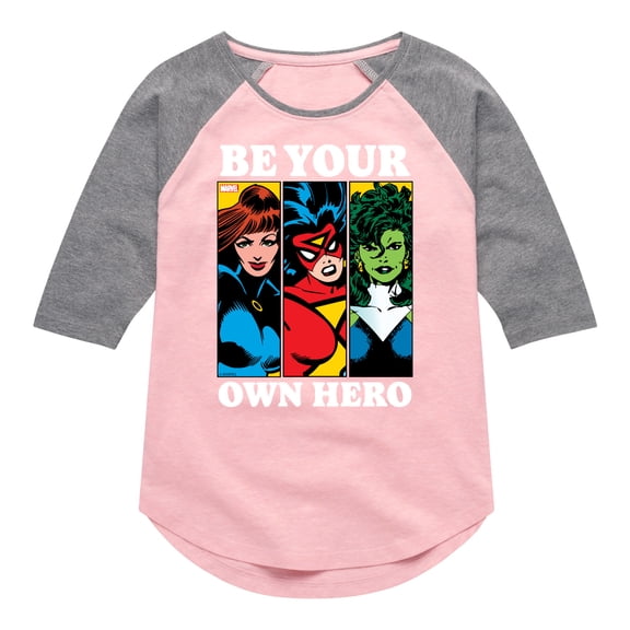 Marvel - Be Your Own Hero - Toddler And Youth Girls Shirt Tail Raglan