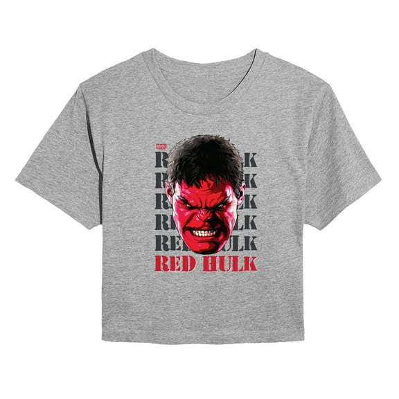 Marvel - Big Red Hulk Face - Juniors Cropped Graphic T-Shirt