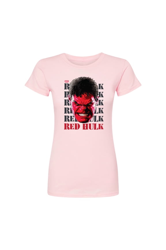 - Big Red Hulk Face - Juniors Fitted Graphic T-Shirt