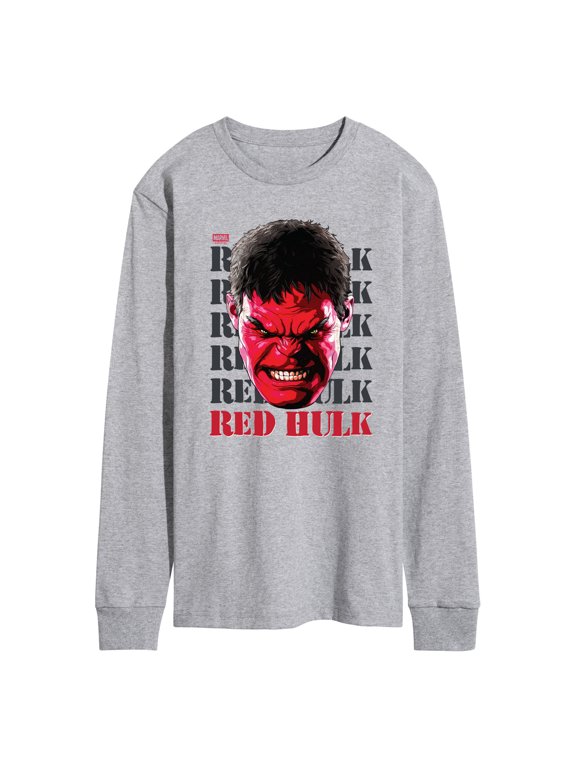 - Big Red Hulk Face Men's Long Sleeve Graphic T-Shirt