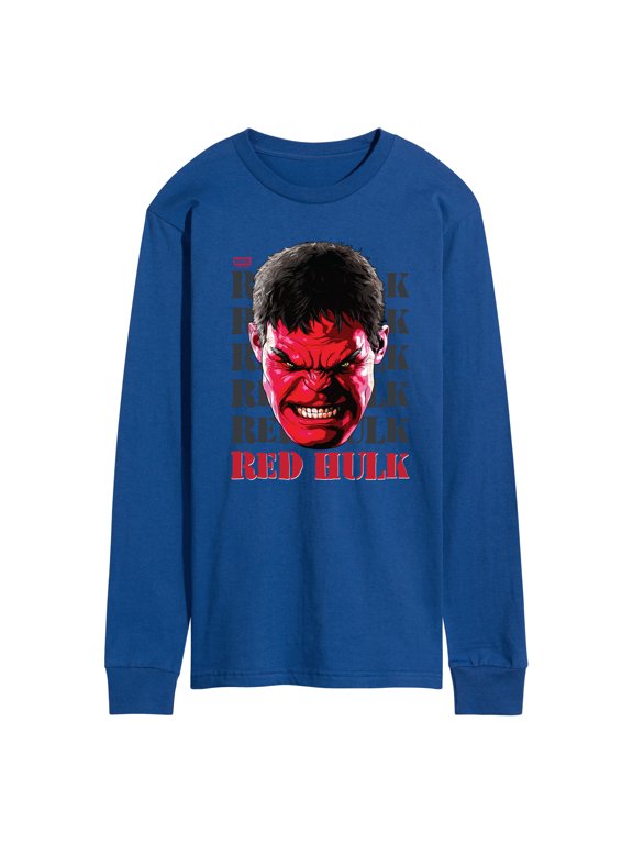 - Big Red Hulk Face Men's Long Sleeve Graphic T-Shirt