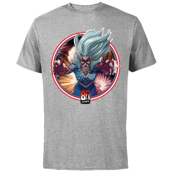 Marvel Black Cat Captain America 80th Anniversary Covers Standard - Short Sleeve Cotton T-Shirt for Adults - Customized-Athletic Heather