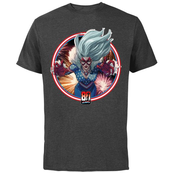 Marvel Black Cat Captain America 80th Anniversary Covers Standard - Short Sleeve Cotton T-Shirt for Adults - Customized-Charcoal