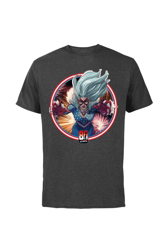 Black Cat Captain America 80th Anniversary Covers Standard - Short Sleeve Cotton T-Shirt for Adults - Customized-Charcoal