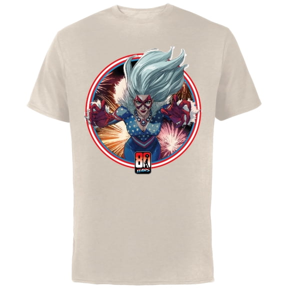 Marvel Black Cat Captain America 80th Anniversary Covers Standard - Short Sleeve Cotton T-Shirt for Adults - Customized-Natural