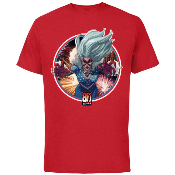 Marvel Black Cat Captain America 80th Anniversary Covers Standard - Short Sleeve Cotton T-Shirt for Adults - Customized-Red