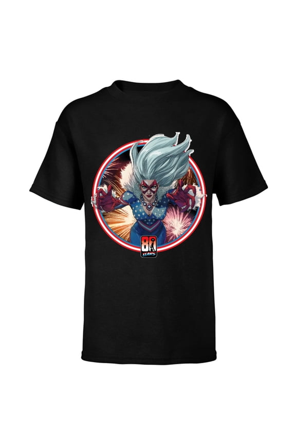 Black Cat Captain America 80th Anniversary Covers Standard - Short Sleeve T-Shirt for Kids – Customized-Black