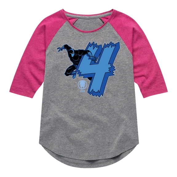 Marvel Black Panther - 4Th Birthday - Girls Toddler And Youth Shirt Tail Raglan