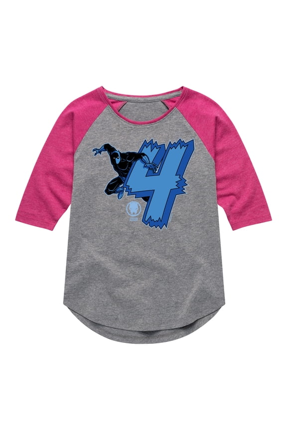 Black Panther - 4Th Birthday - Girls Toddler And Youth Shirt Tail Raglan