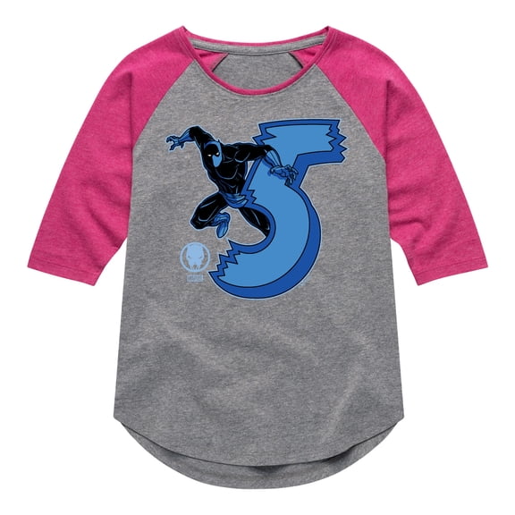 Marvel Black Panther - 5Th Birthday - Girls Toddler And Youth Shirt Tail Raglan