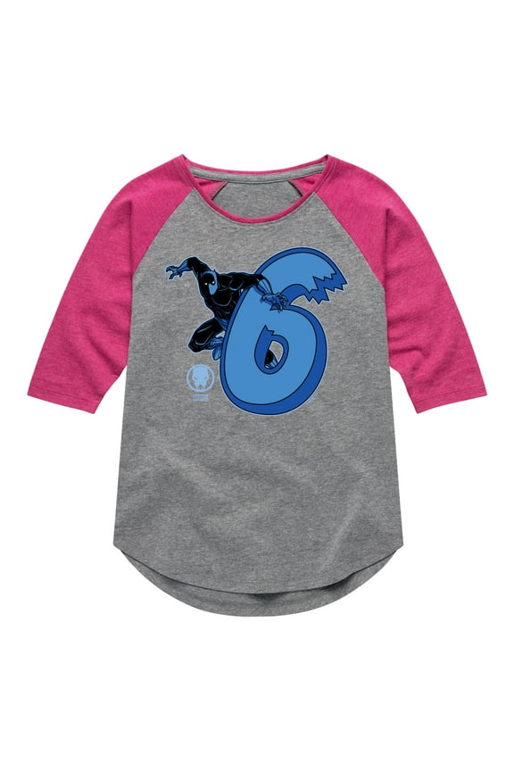 Black Panther - 6Th Birthday - Girls Toddler And Youth Shirt Tail Raglan