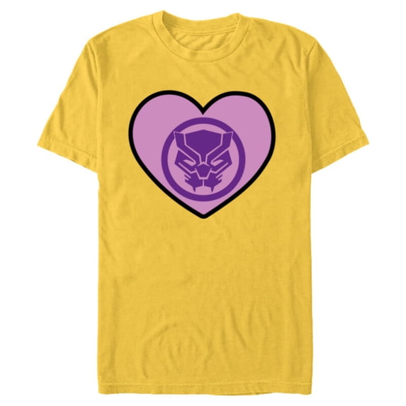 Marvel Black Panther Avengers Heart Love Valentine’s Day - Short Sleeve Blended T-Shirt for Adults - Customized-Yellow