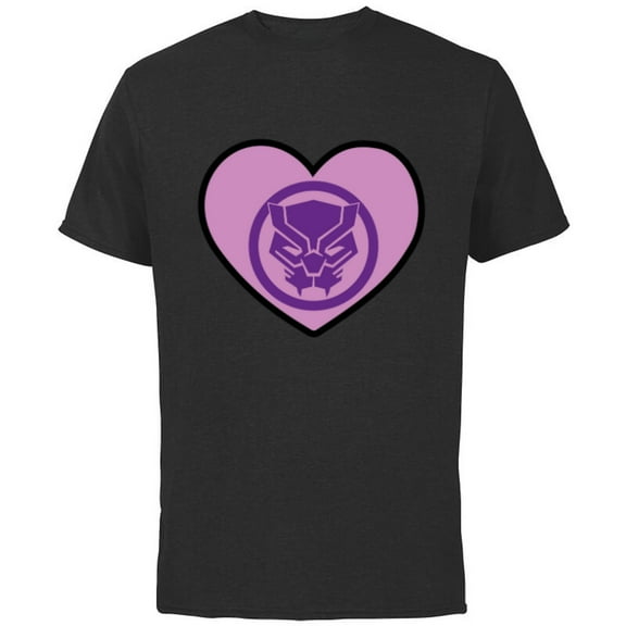 Marvel Black Panther Avengers Heart Love Valentine’s Day - Short Sleeve Cotton T-Shirt for Adults - Customized-Black