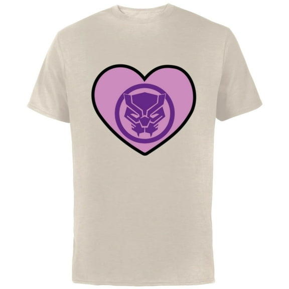 Marvel Black Panther Avengers Heart Love Valentine’s Day - Short Sleeve Cotton T-Shirt for Adults - Customized-Natural