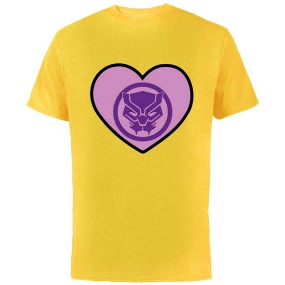 Marvel Black Panther Avengers Heart Love Valentine’s Day - Short Sleeve Cotton T-Shirt for Adults - Customized-Yellow