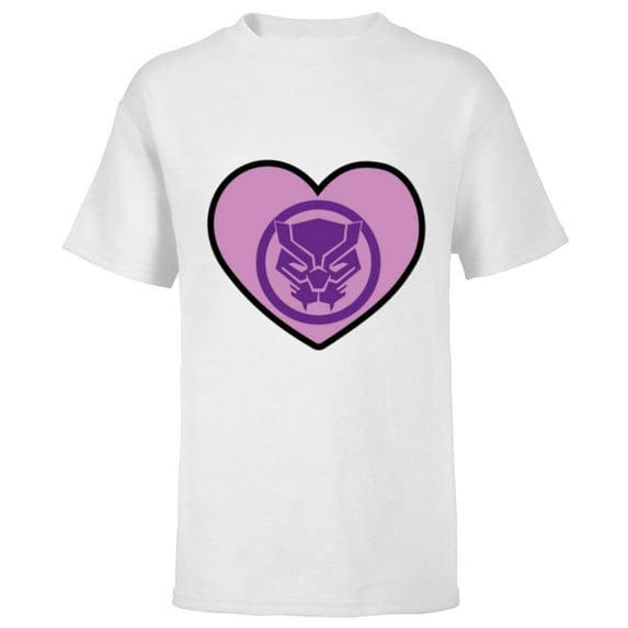 Marvel Black Panther Avengers Heart Love Valentine’s Day - Short Sleeve T-Shirt for Kids - Customized-White