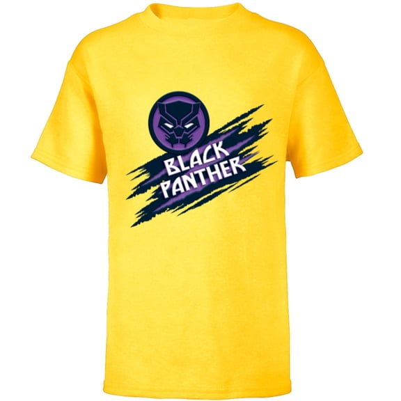 Marvel Black Panther Avengers Panther Mask Icon Claw Slashes - Short Sleeve T-Shirt for Kids - Customized-Yellow