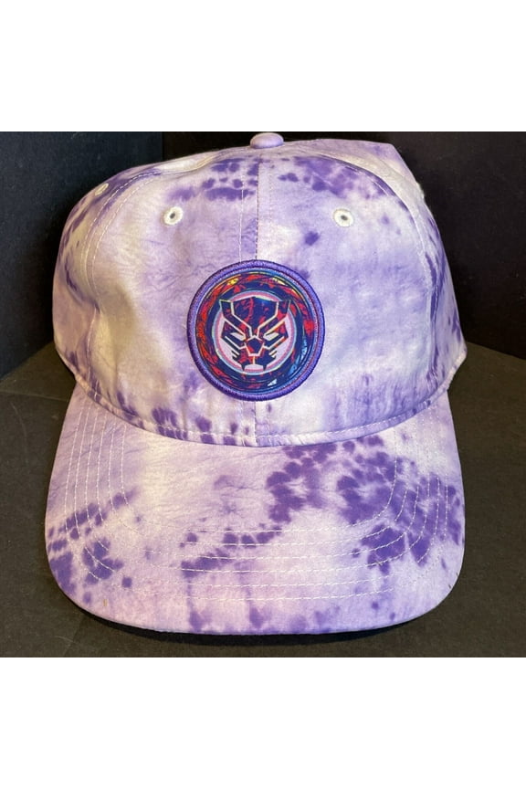 Marvel Black Panther Baseball Cap, Tie Dye Adjustable Baseball Hat with Curved Brim, Purple, One Size