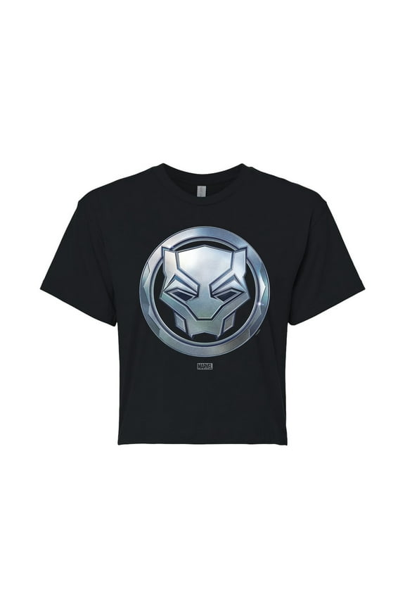 Black Panther - Circle Logo - Juniors Cropped Tee
