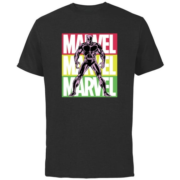 Marvel Black Panther Classic Comic Art and Name - Short Sleeve Cotton T-Shirt for Adults - Customized-Black