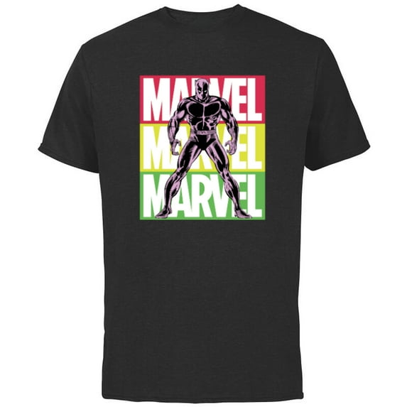 Marvel Black Panther Classic Comic Art and Name - Short Sleeve Cotton T-Shirt for Adults - Customized-Black