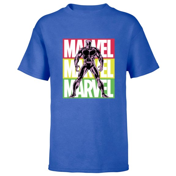 Marvel Black Panther Classic Comic Art and Name - Short Sleeve T-Shirt for Kids - Customized-Royal
