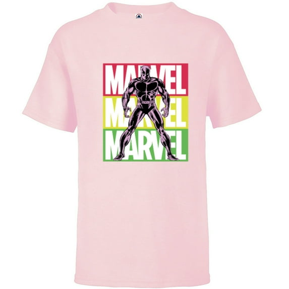 Marvel Black Panther Classic Comic Art and Name - Short Sleeve T-Shirt for Kids - Customized-Soft Pink