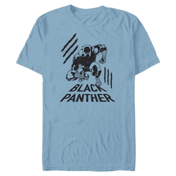 Marvel Black Panther Classic Comic Clawmarks Distressed - Short Sleeve Blended T-Shirt for Adults - Customized-Ocean Blue