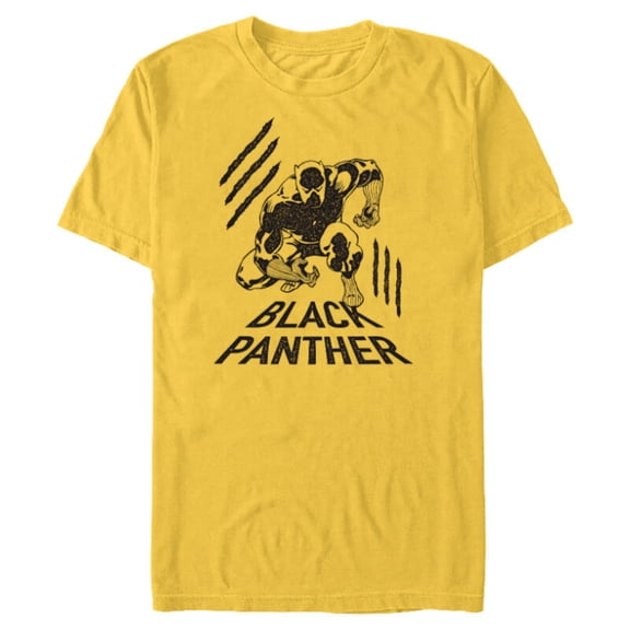 Marvel Black Panther Classic Comic Clawmarks Distressed - Short Sleeve Blended T-Shirt for Adults - Customized-Yellow