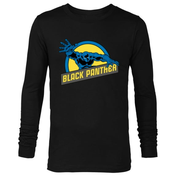 Marvel Black Panther Classic Comic Pose with Name - Long Sleeve T-Shirt for Men - Customized-Black