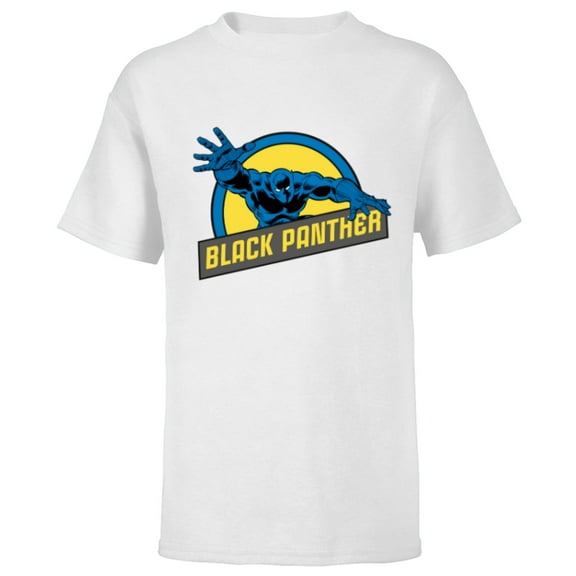 Marvel Black Panther Classic Comic Pose with Name - Short Sleeve T-Shirt for Kids - Customized-White