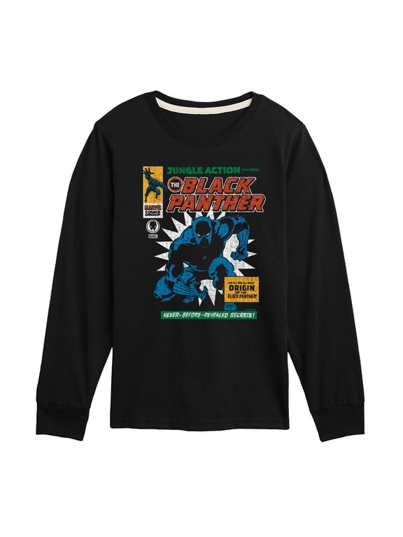 - Black Panther Comic Cover Boys' Long Sleeve Graphic T-Shirt