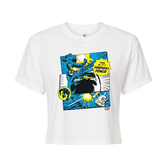 Marvel Black Panther - Comic Panels - Juniors Cropped Tee